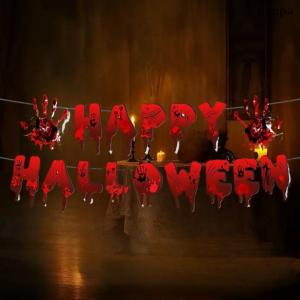 ✨[nappa] Halloween Bộ đồ ăn dùng một lần thiết lập kinh dị Đẫm Máu handprints tấm ly Khăn ăn Halloween bên nhà Bảng trang trí nguồn cung cấp