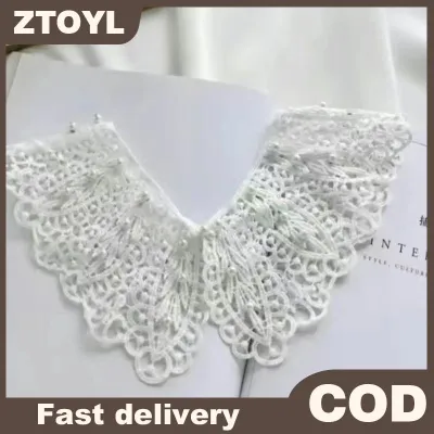 ZTOYL Phụ nữ áo sơ mi ngọt ngào có thể tháo rời búp bê giả cổ áo Rỗng ra hoa ren xù cắt Cổ áo giả phụ nữ giả cổ áo khăn choàng
