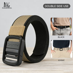 LouisWill Men Belt Outdoor Tactical Belt Adjustable Buckle Belt Rotating Buckle Nylon Waistband Double-Sided Two-Color Belt Youth Sports Canvas Pant Belt Simple Nice Waistband Nylon