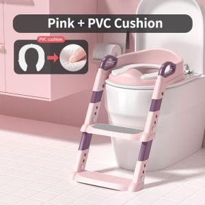 【Ready Stock】Safe Toilet Chair for Baby Toddlers Adjustable Infant Potty Training Seat Anti-Slip Urinal Backrest Chair with Folding Step Stool Ladder