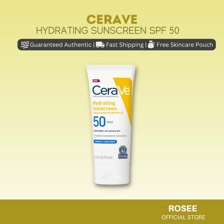 Cerave Hydrating Sunscreen Face Lotion SPF 50 Rosee Official Store