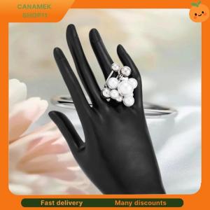 ❣️❣️❣️ Trendy Metal Beaded Ball Pearl Rings For Women Unique Exaggerated Party Jewelry Gift Finger Accessories