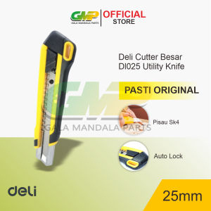 Cutter Deli SK4 Besar Utility Knife Auto lock Alat Potong Pisau Kater Serbaguna Cover Kuning