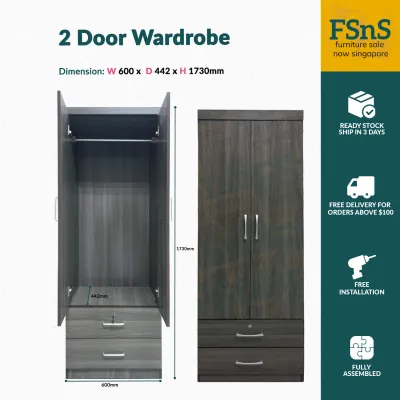 SG Ready Stock KM6040 Wardrobe (2 Door)