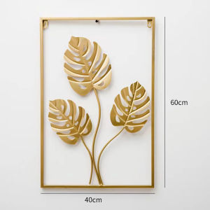 Gold Framed Leaves Artwork Nordic Style for Home Decor Wall Decoration Metal Leaf Wall Hanging TV