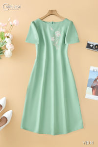 Đầm thiết kế thanh lịch sang trọng với chất liệu Cotton Lạnh Hàn Quốc DD4Y1014 Thương hiệu Thiều Hoa