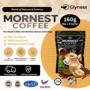 【JAKIM HALAL】MORNEST COFFEE Pre-Mixed Coffee with Bird’s Nest Extract & Moringa 160g (20g × 8 Sachets)