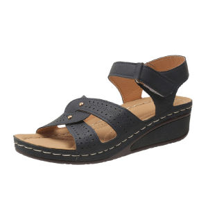 Free Shipping New Plus-Size Casual Fish-Mouth Sandals Popular Roman-Style Sandals For Women With Velcro Straps