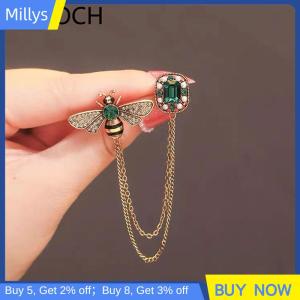 Millys เข็มกลัดคริสตัล rberto Bee สำหรับผู้หญิงเข็มกลัดติดพู่รูปสัตว์ประดับพลอยเทียมเคลือบสำหรับผู้ชาย