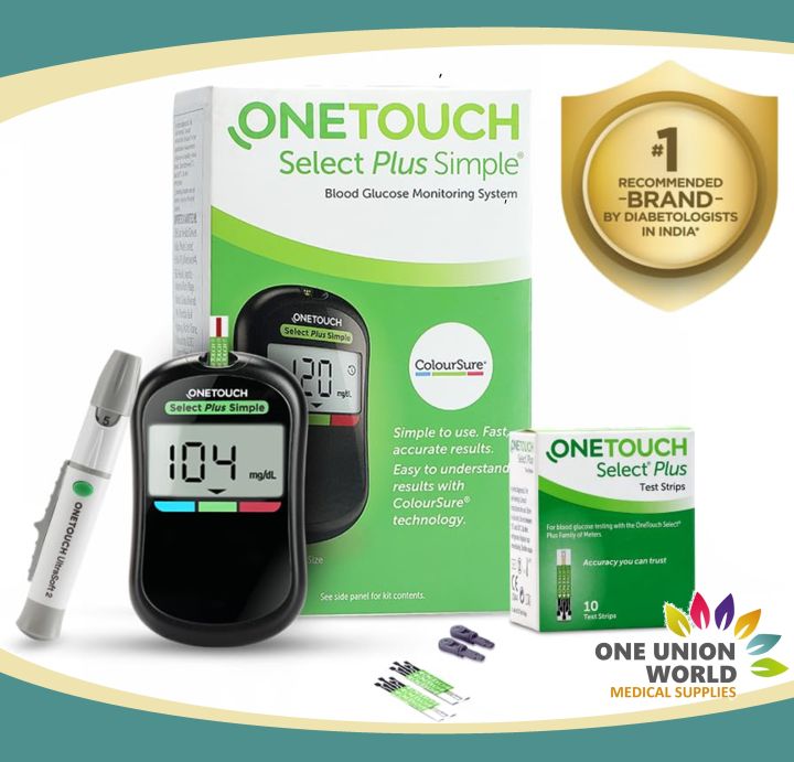 One touch select plus simple glucometer machine complete set one
