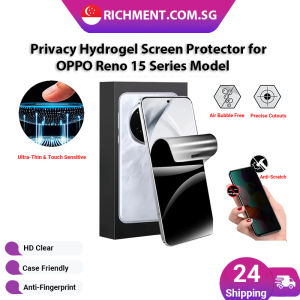 【✅SG Brand】RICHMENT  Anti-Spy Privacy Hydrogel Screen Protector for OPPO Reno 14 / Reno 15 / Reno 15F / Reno 15C / Reno 15 Pro / Reno 15 Pro Max | Privacy Protection | Auto-Repair Soft Film | HD Front View | Anti-Fingerprint | Bubble-Free Full Coverage