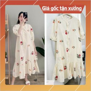 Đầm bầu mẫu mới - Váy bầu hoa nhí sang trọng quý phái