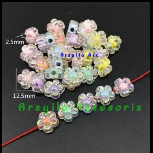 50 Pcs Manik Manik Mote Isi Bulat Kristal Kilap AB Manik Akrilik Spacer Warna Warni