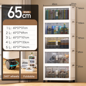 AMYY 3/4/5 Layers Large Capacity Storage Cabinet Folable Stackable Storage Box With Roller Almari Pakaian 收纳柜
