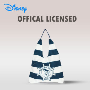 Disney Donald Duck Canvas Shoulder Bag – Striped Large Capacity Tote Foldable Casual Shopping & Picnic Bag