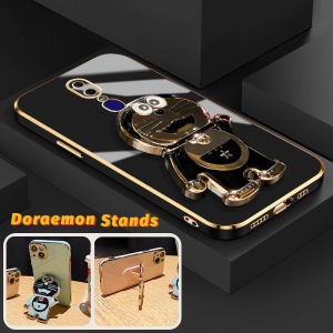 Casing Ponsel untuk OPPO F11 Pro A9 A9x F9 Pro F5 Youth F7 A7x Realme 2 Pro U1 Case kilau metalik HP pola Doraemon casing ponsel Plating softcase silikon bungkus penuh kesing penutup pelindung streamline Phone Stands
