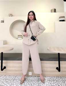 Setelan crinkel wanita jumbo ld 120 muat bb 75-80 setelan wanita terbaru