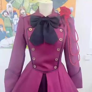 Womens Medieval Steampunk Classic R Lolita Dress Gothic Black Lace Up Chain Bow Coat Long Sleeves Ruffle Lady Slim Costume