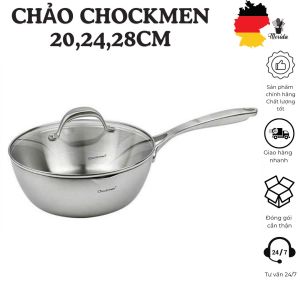 Chảo sâu lòng CHOCKMEN chảo inox kèm vung 202428cm chảo inox chống dính chảo inox nguyên khối