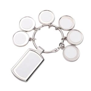 3 Circles Sublimation Blanks Keychains Rectangle Sublimation Transfer Blanks with Metal Round for Key Rings for Heat Pre