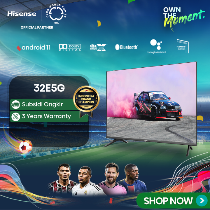 Hisense 32 inch - FS - 32E5G Android 11 - HD - TV LED Bezelless Design - Dolby Audio - Youtube/Netflix/Prime video - Casting - Sports & Game mode - Wifi - USB - HDMI - Clean View