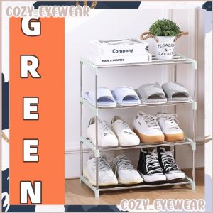 Stainless Steel 4 Layer Shoe Rack Stackable Storage Shoes Easy Assemble Rak Multifunctional Mini Lightweight Shoe Rack