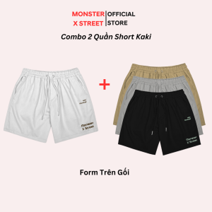 (Combo 2 Quần Short Kaki) chữ Signature Monster x Street Bản Nâng Cấp đường may