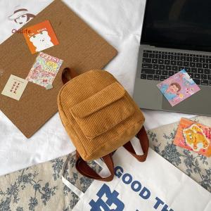 กระเป๋าสตางค์ผู้หญิงสีทึบกระเป๋าเดินทางกระเป๋าเป้สะพายหลังผ้าลูกฟูกย้อนยุคลำลองสวยงามสำหรับใช้ในชีวิตประจำวัน