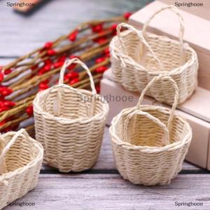 [COD] Springhooe 1:12 Dollhouse Miniature Storage Basket Vegetable Food Woven Frame Portable Flower Basket Kitchen Home Model Decor Toy