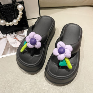 Sheii มาแรง รองเท้าหูหนีบสีพื้น ติดดอกไม้น่ารักมาก สีสันสดใส วัสดุยางนิ่มน้ำหนักเบา พื้นกันลื่น ใส่สบายสุดๆต้องตำ