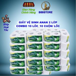 Thùng 100 cuộn Giấy Vệ Sinh An An Bathroom Tissue Lốc 10 Cuôn 2 lớp (Bibistore TB)