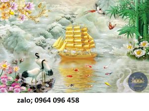 Tranh gạch 3d phong thủy thuyền buồm - 89NNV