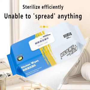 80Pcs/Pack Kitchen Wipes Multipurpose Dish Cleaning Scented Wipes Degreasing Clean Table Wet Wipes