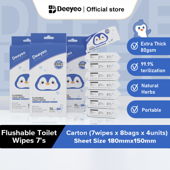 Deeyeo Flushable Toilet Wet Wipes Mini Portable Wet Tissue 99.9
