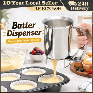 Handheld Pancake Batter Dispenser Without Lid Stainless Steel Professional Batter Funnel Kitchen Tool for Baking Cake Cupcakes