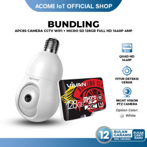 ACOME IOT Camera CCTV APC8S + Micro SD | CCTV Lampu | Full HD 1440P | 4MP | Rotasi 360° | Audio 2 Arah | Tetap Terang dalam Mode Malam
