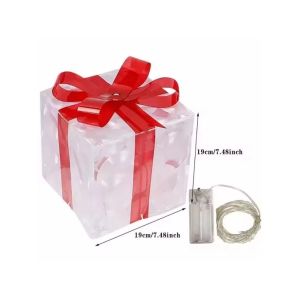 Christmas Glowing Gifts Box Decoration Ornament With Bow Lighting Box Outdoor Light Lighting Xmas New Year 2025 Home Yard Decor