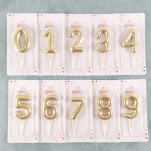 Lilin Ulangtahun Elegan Angka Warna  Gold  Silver Rose Gold metalik Ukuran Besar