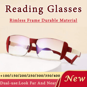 Dual-use Reading Glasses Frameless Cut Edge Presbyopia Glasses For Elderly Anti-blue Light Eyeglasses