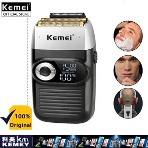 Kemei 2026 2 in 1 Rechargeable Electric Shaver LCD Display Portable Cordless Men Reciprocating Razor Beard 0mm Hair Trimmer