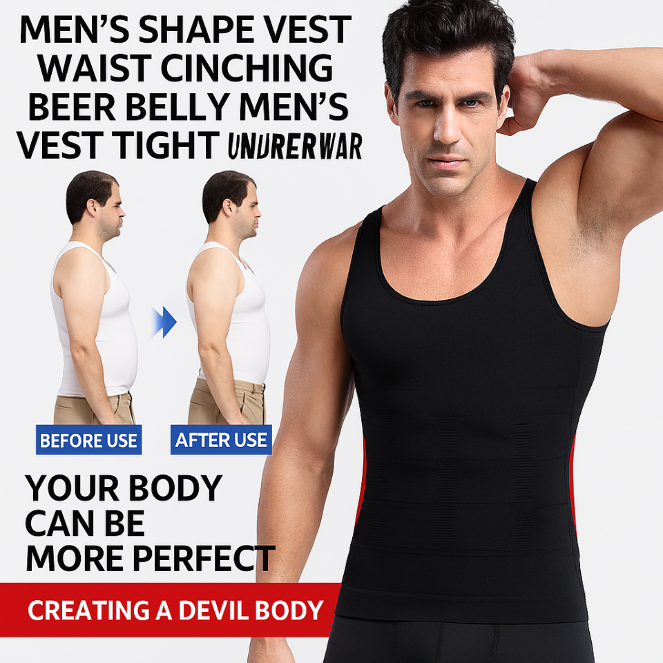 Men’s Body Shaper Compression Vest Breathable Sweat-absorbent Seamless Shaping Sports Tops Plus Size S-3XL