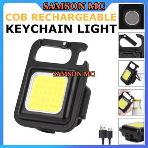 Portable Mini COB LED Rechargeable Keychain Emergency Light Carabiner 800 Lumens Type-C USB Charging Bottle Opener