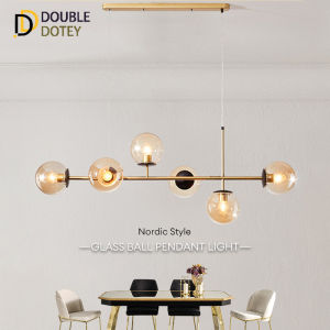 Chandelier Modern Crystal 6 Head Pendant Light Glass Ball Luxury Large Ceiling Light for Dining Room Living Kitchen