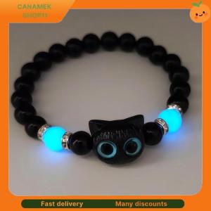 ❣️❣️❣️ Cute Big Eye Cat Luminous Bracelets For Women Cartoon Animal Pendant Beaded Hand Chain Friendship Couple Bracelet Jewelry Gift