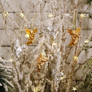 UMBRAULI Cherub For Christmas Wedding Party Creative Miniature Christmas Tree Decor Gold Silver Angel Pendant Angels Figurine Angel Ornament Hanging Ornaments