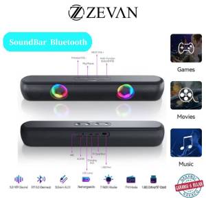 ZEVAN SoundBar Speaker Bluetooth Super Bass 5.0 HD Audio Box Musik Wireless Stereo Lampu LED RGB