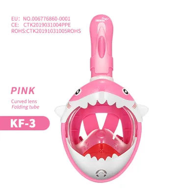 Child Full Face Diving Mask for Snorkeling Swimming Carton Dry Mask for Kids Boys Girls Summer Underwater Swimming Goggles