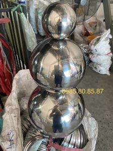 Ba Quả Châu inox- Qủa Cầu Inox làm Hồ Lô Dùng Chống Sét Trang trí Nhà Mồ.