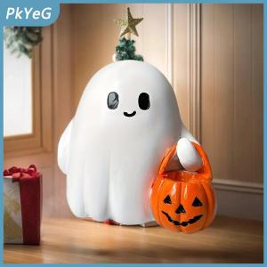 PkYeG Dễ thương bức tượng ma Halloween ma giữ bức tượng bí ngô nhựa ma quái Halloween bức tượng ma trang trí nhà Máy tính để bàn trang trí