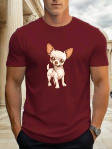 T Shirt For Mens Chihuahua 100% Cotton Graphic Printing Summer Round Neck T-Shirt Casual Breathable Street Style Daily Top
